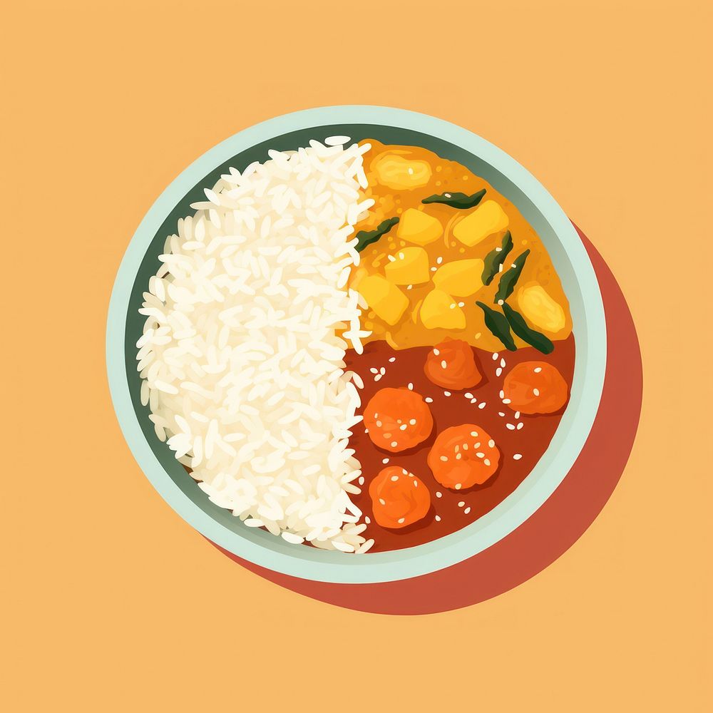 Rice curry plate food. AI generated Image by rawpixel.