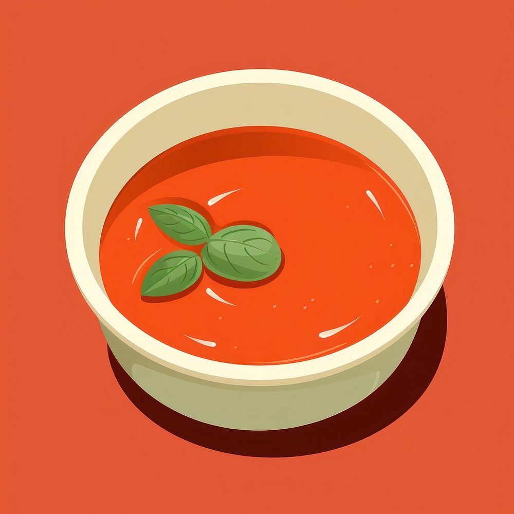 Tomato soup food bowl leaf. AI generated Image by rawpixel.