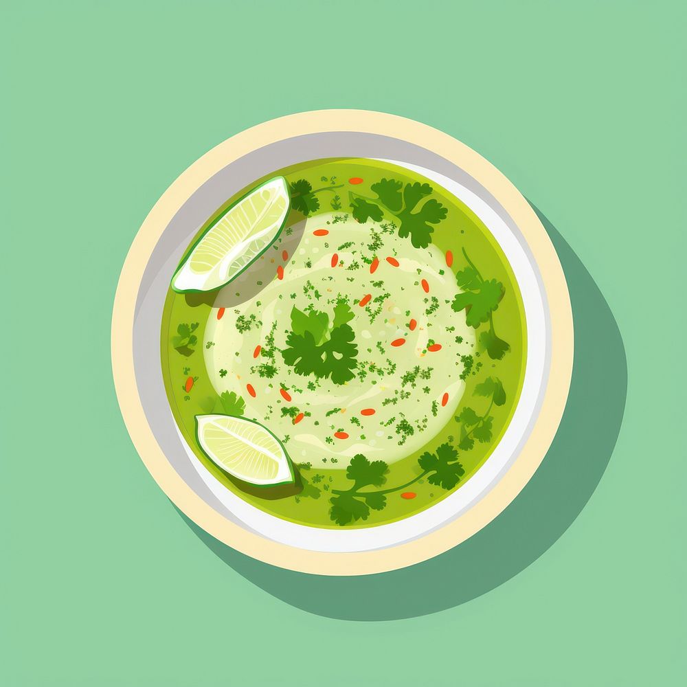 Green Thai Seafood Sauce green dish plate. AI generated Image by rawpixel.