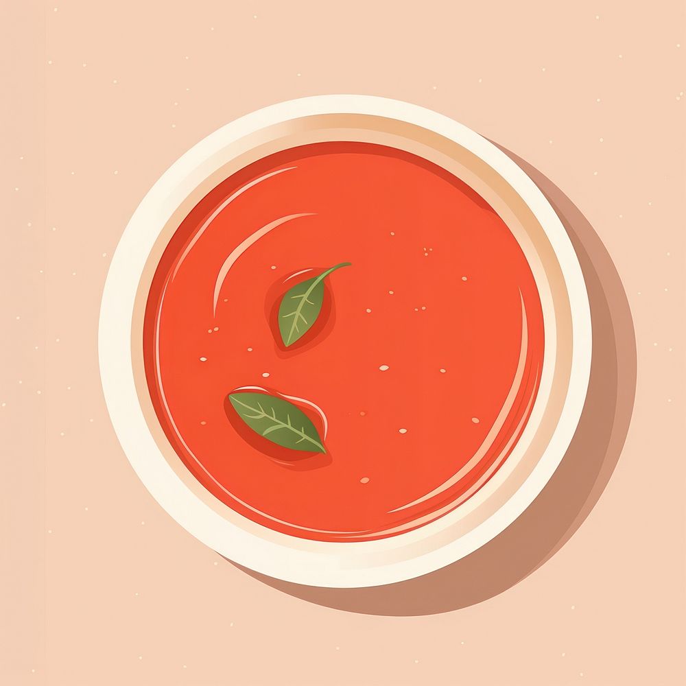 Smooth tomato soup food bowl leaf. AI generated Image by rawpixel.