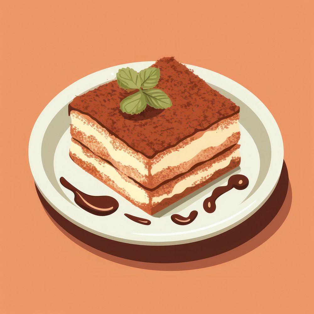 Tiramisu dessert plate food. AI generated Image by rawpixel.