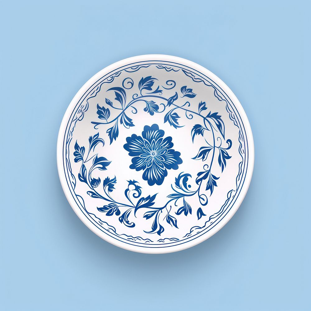 Porcelain bowl porcelain plate blue. AI generated Image by rawpixel.