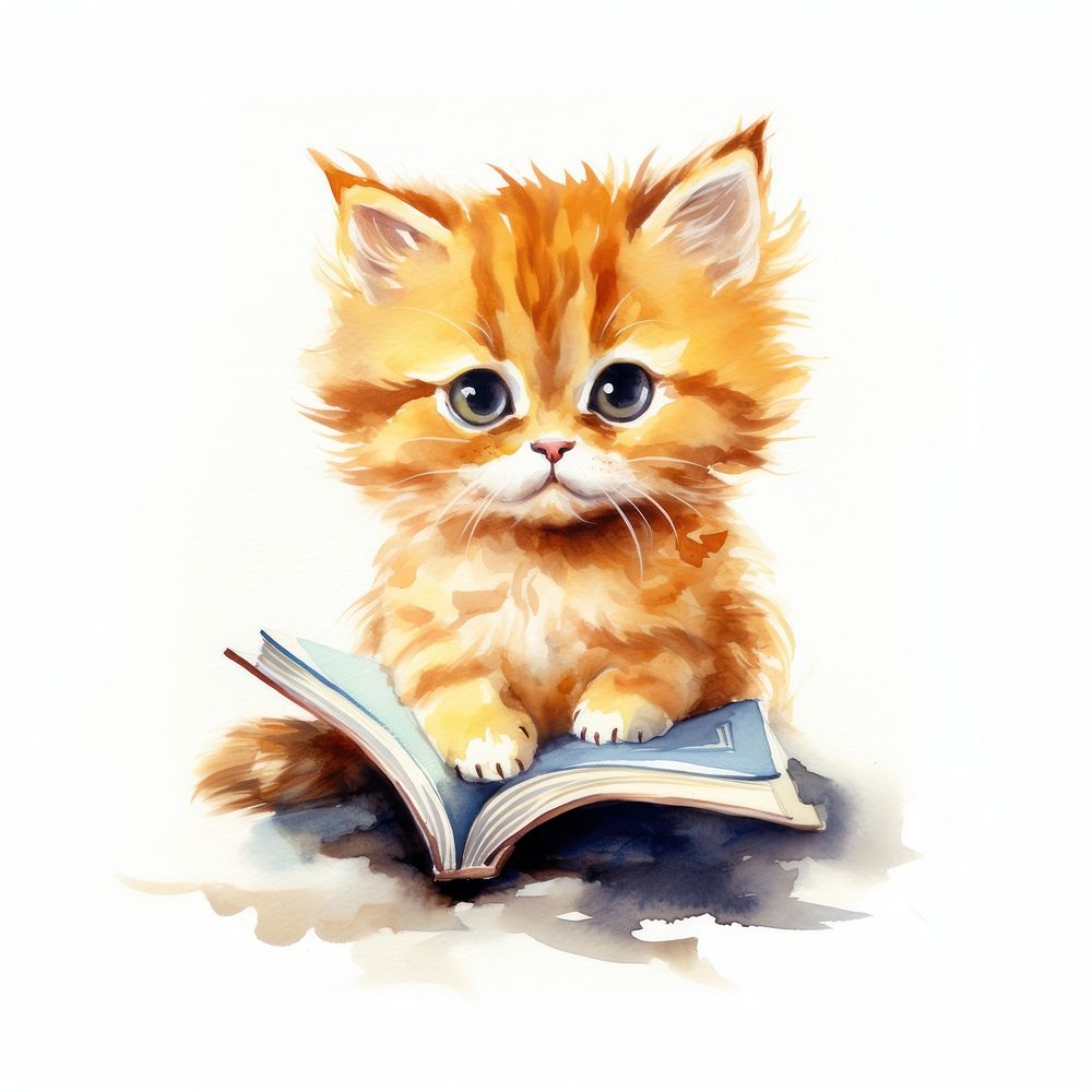 Cat book publication reading. AI generated Image by rawpixel.