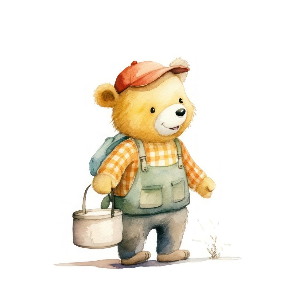 Fisherman cartoon cute bear. AI generated Image by rawpixel.