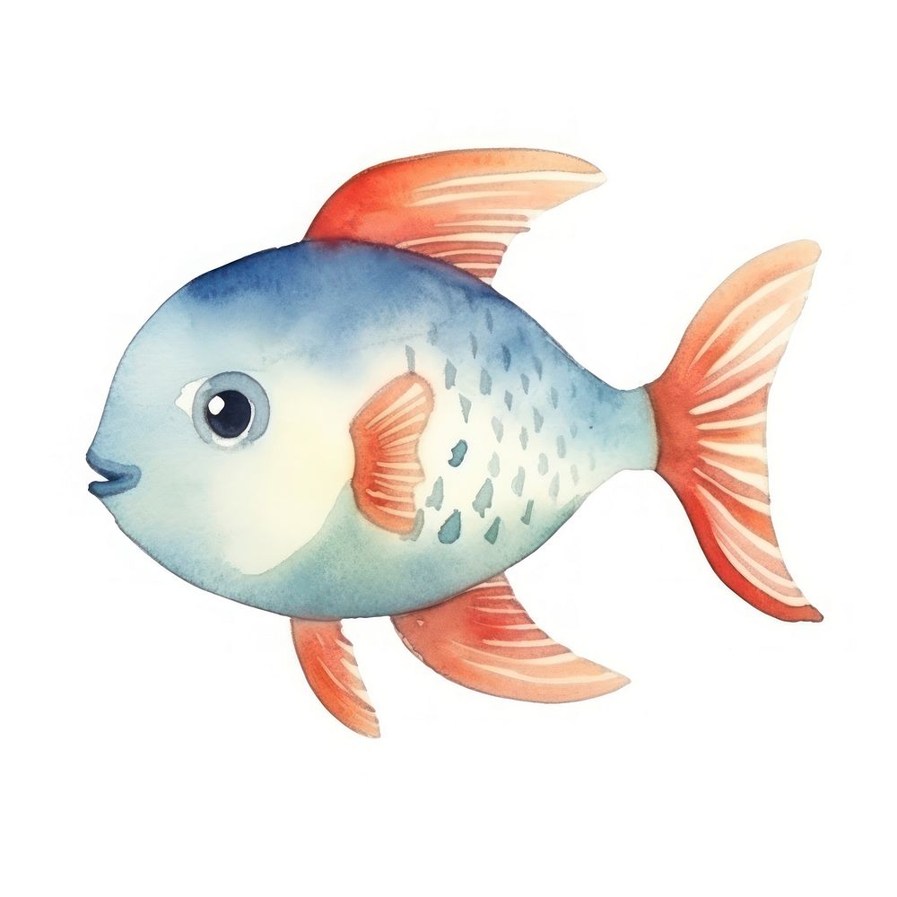 Fish cartoon animal white background. AI generated Image by rawpixel.