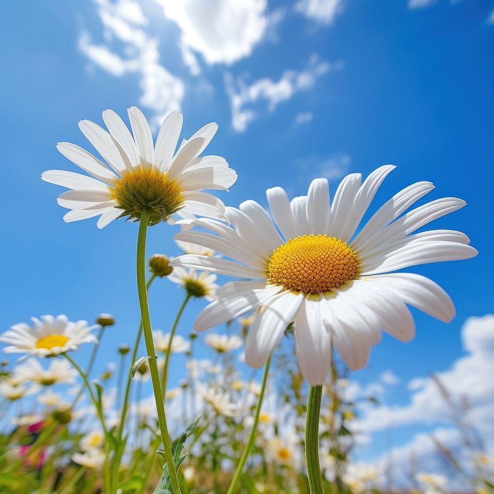 Nature daisy sky outdoors. AI generated Image by rawpixel.