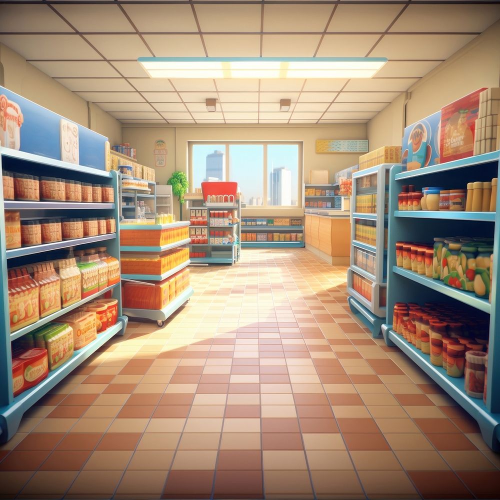 Supermarket architecture consumerism arrangement.