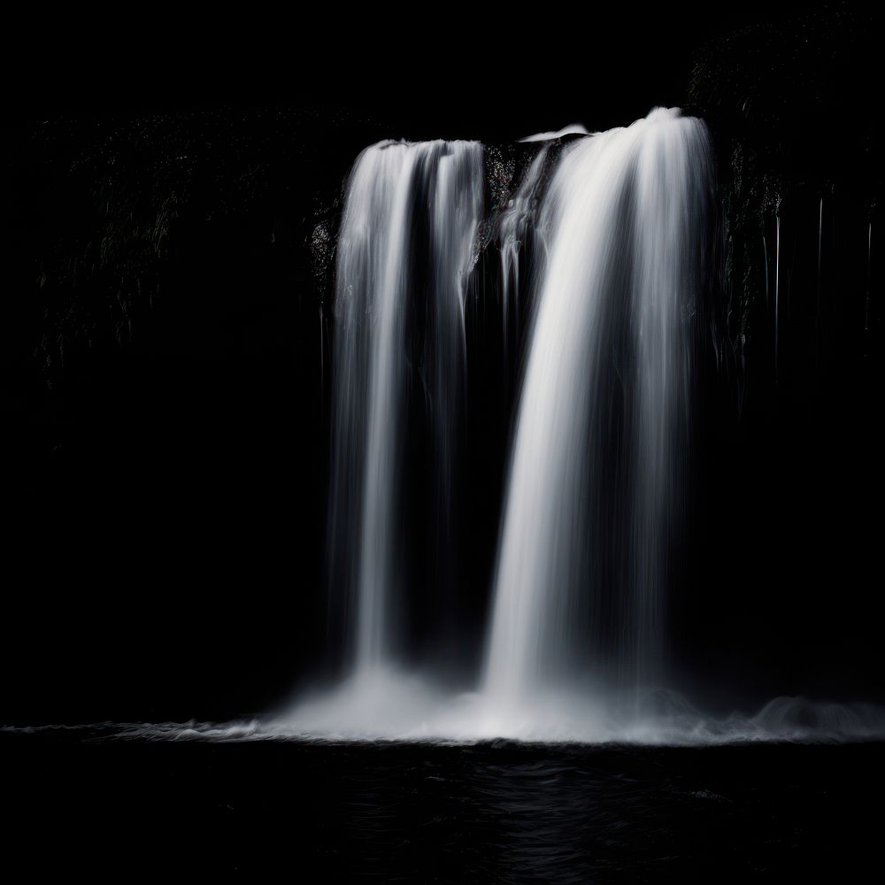 Waterfall outdoors nature black. AI generated Image by rawpixel.