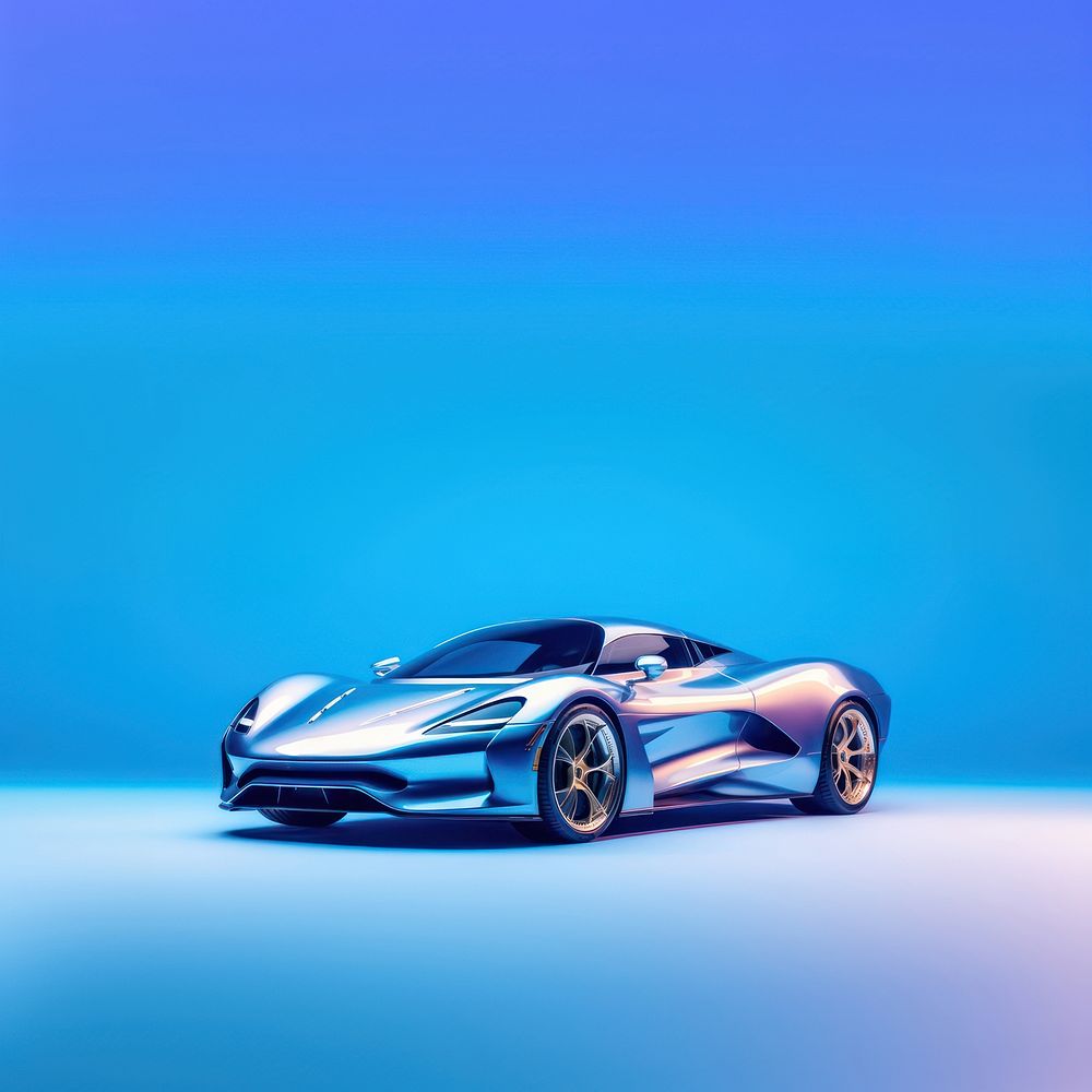 photo of metalic blue sport car, isolated on solid color background. AI generated Image by rawpixel.