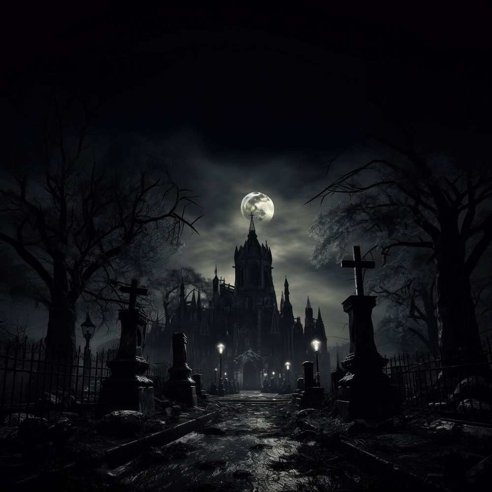 Scary haunted castle, Halloween. 