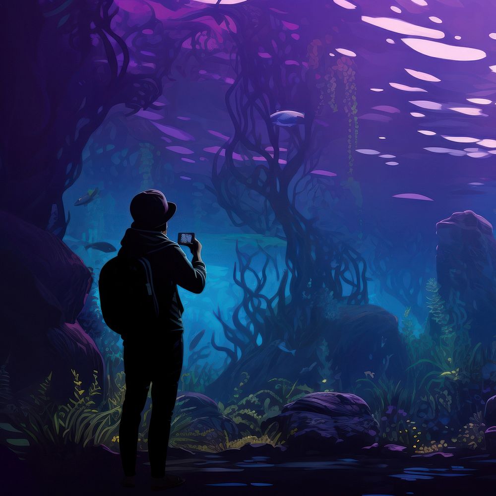 Fish sea aquarium, digital paint illustration. AI generated image