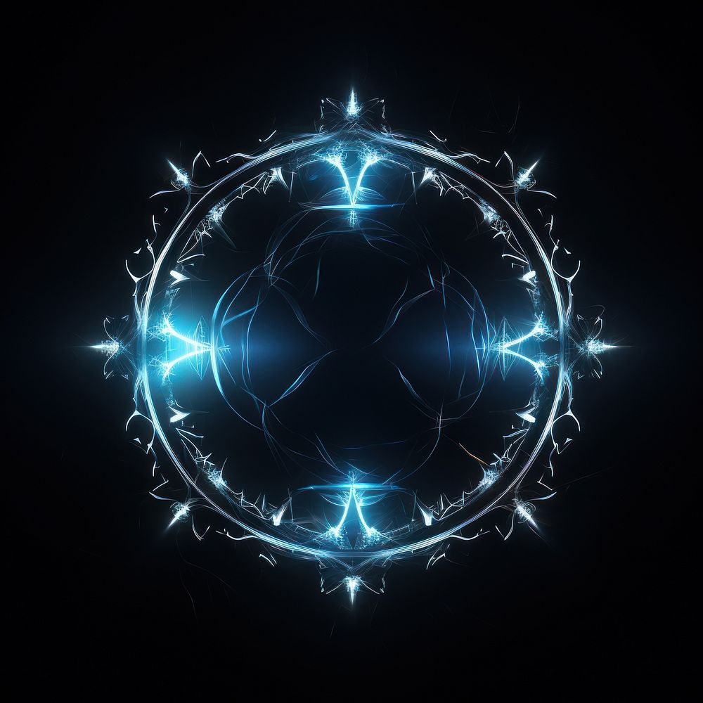 Neon glowing magic runes circle light astronomy pattern. AI generated Image by rawpixel.