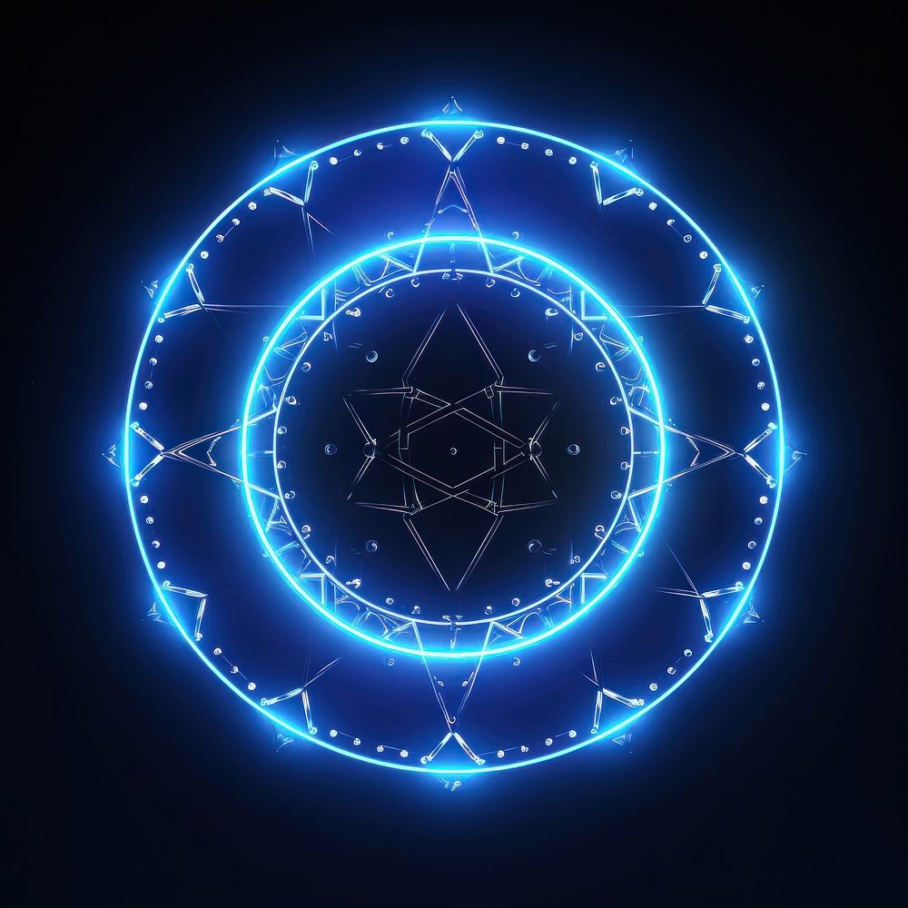 Neon glowing magic runes circle astronomy pattern night. AI generated Image by rawpixel.