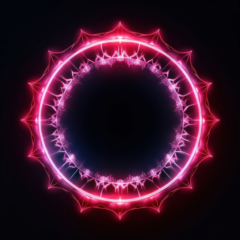 Neon glowing magic runes circle light pattern purple. AI generated Image by rawpixel.