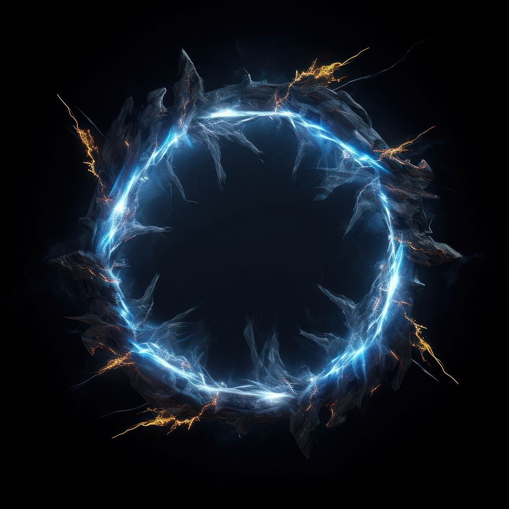 Lightning glowing magic runes circle night space black background. AI generated Image by rawpixel.