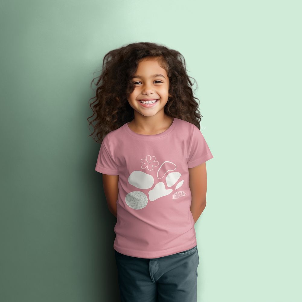Little girl wearing pink t-shirt