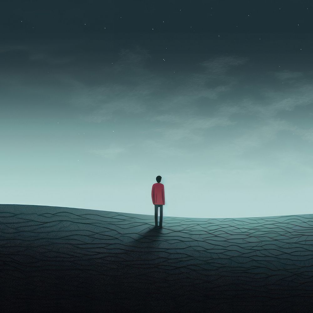 illustration of sad person standing alone. AI generated Image by rawpixel.