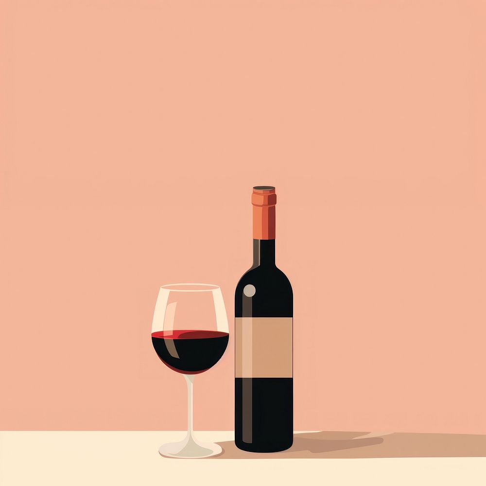 Bottle glass wine drink. AI generated Image by rawpixel.