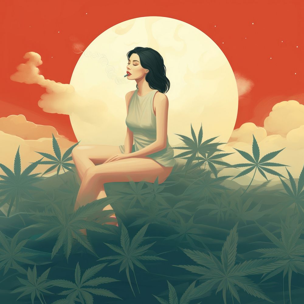 Cannabis plant adult meditating. AI generated Image by rawpixel.