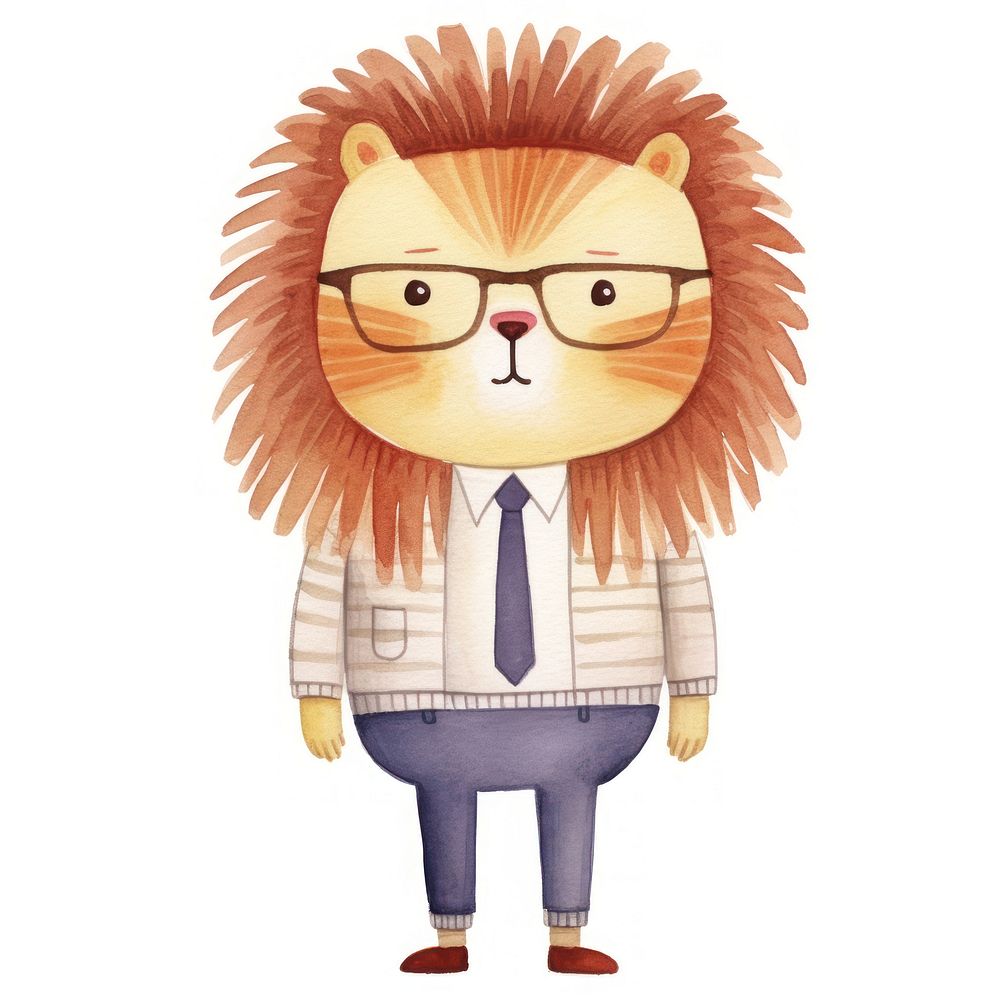 Lion glasses sketch tie. AI generated Image by rawpixel.