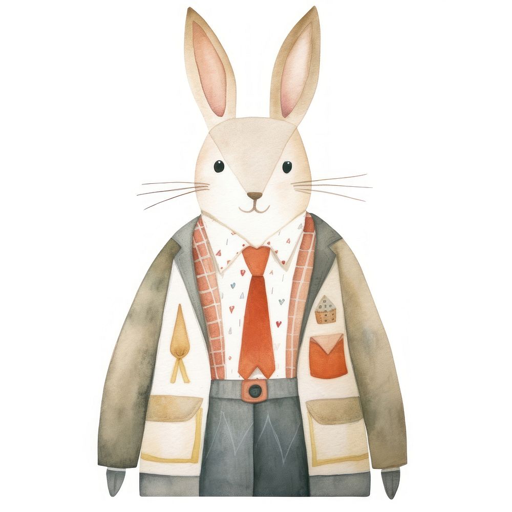 Rabbit-doctor animal mammal sketch. AI generated Image by rawpixel.