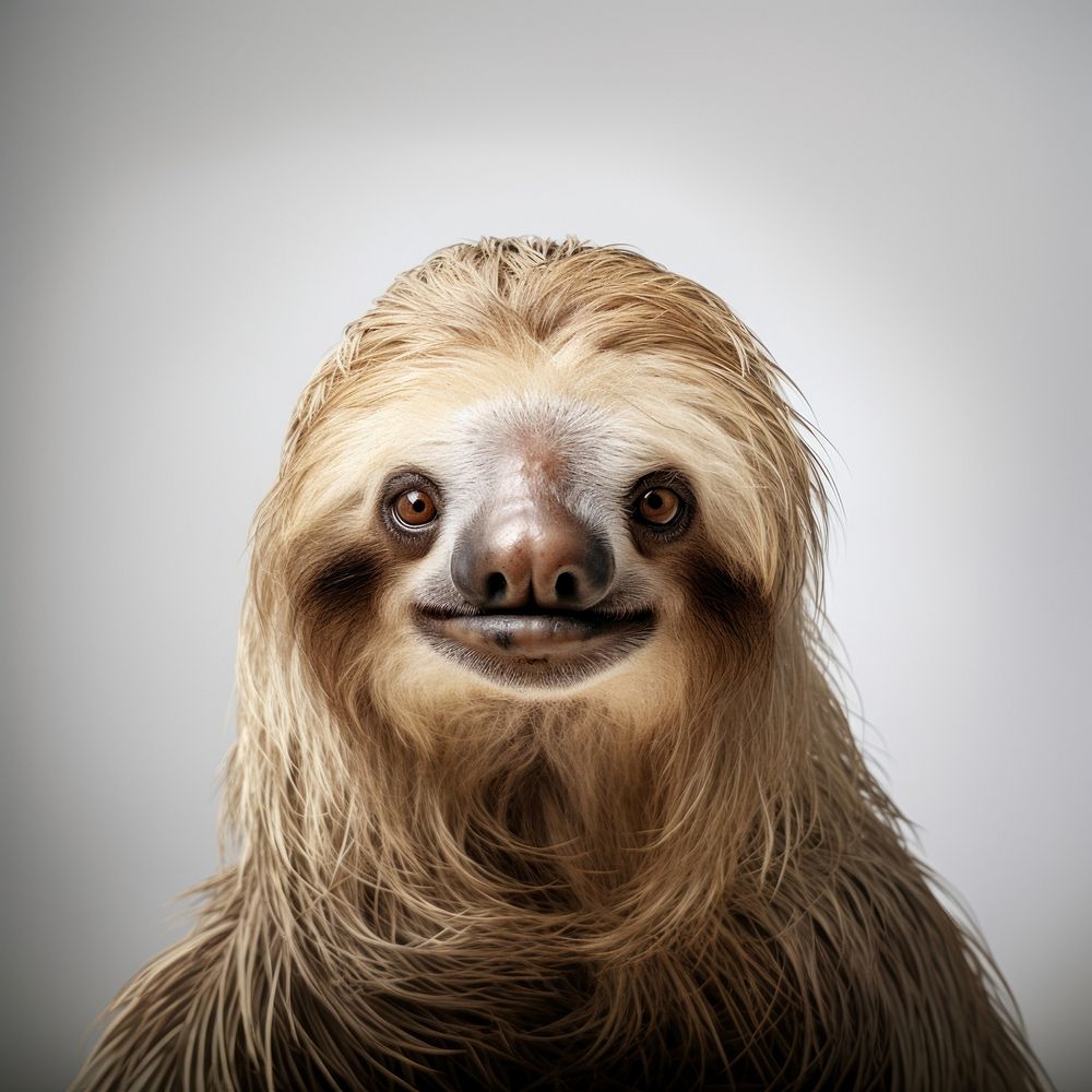 Sloth portrait photo, isolated on white background. AI generated image by rawpixel.