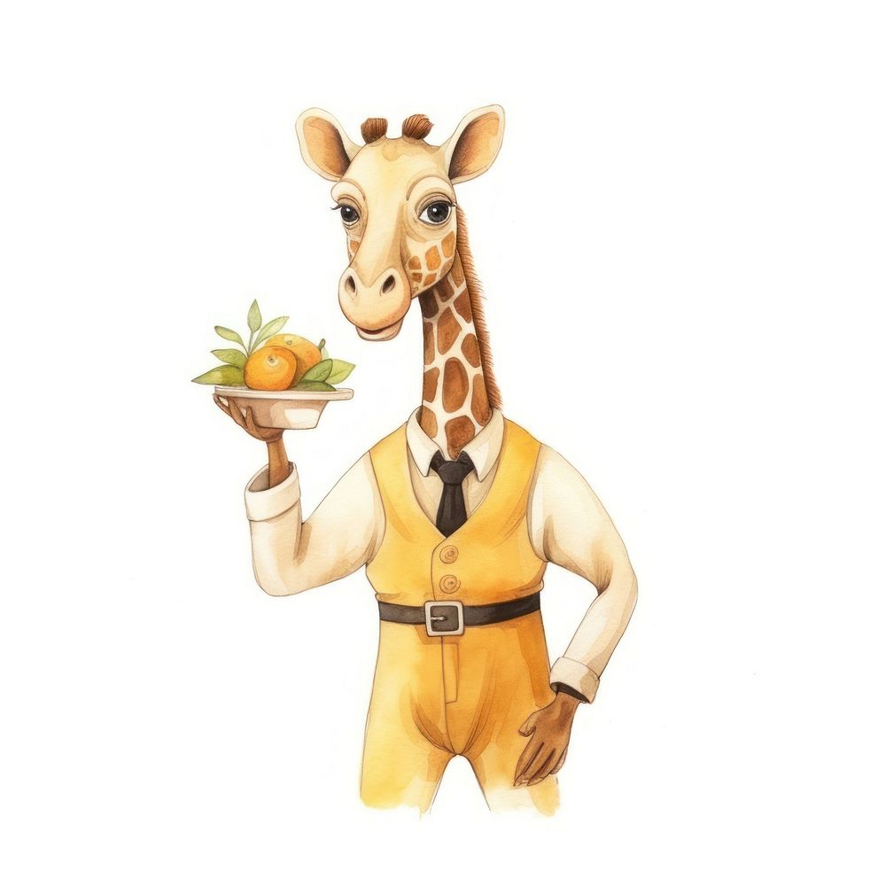 Giraffe waiter costume cartoon animal mammal. AI generated Image by rawpixel.
