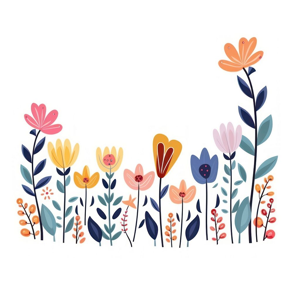 Border flower drawing pattern sketch. AI generated Image by rawpixel.