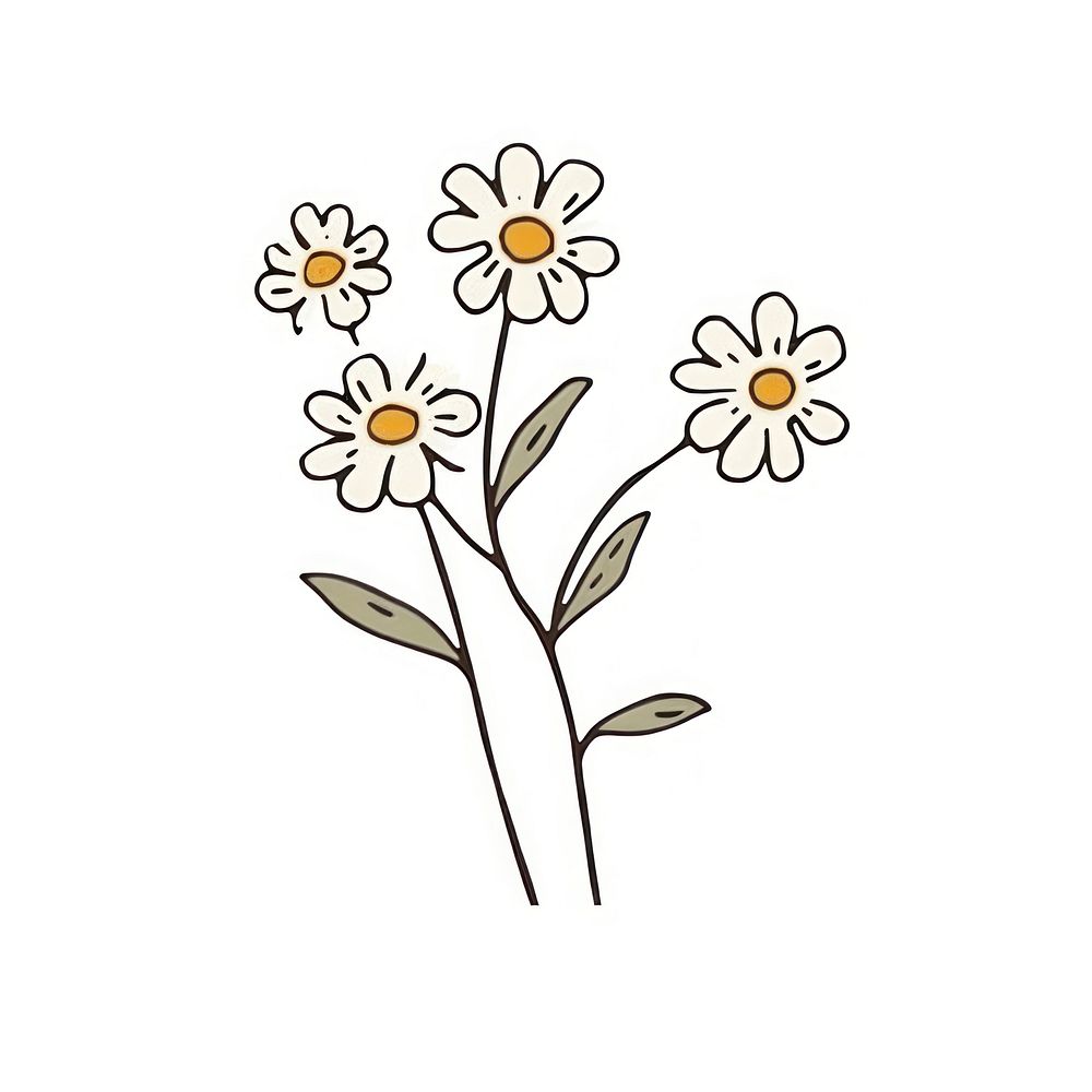 Botanical daisy drawing flower sketch. AI generated Image by rawpixel.