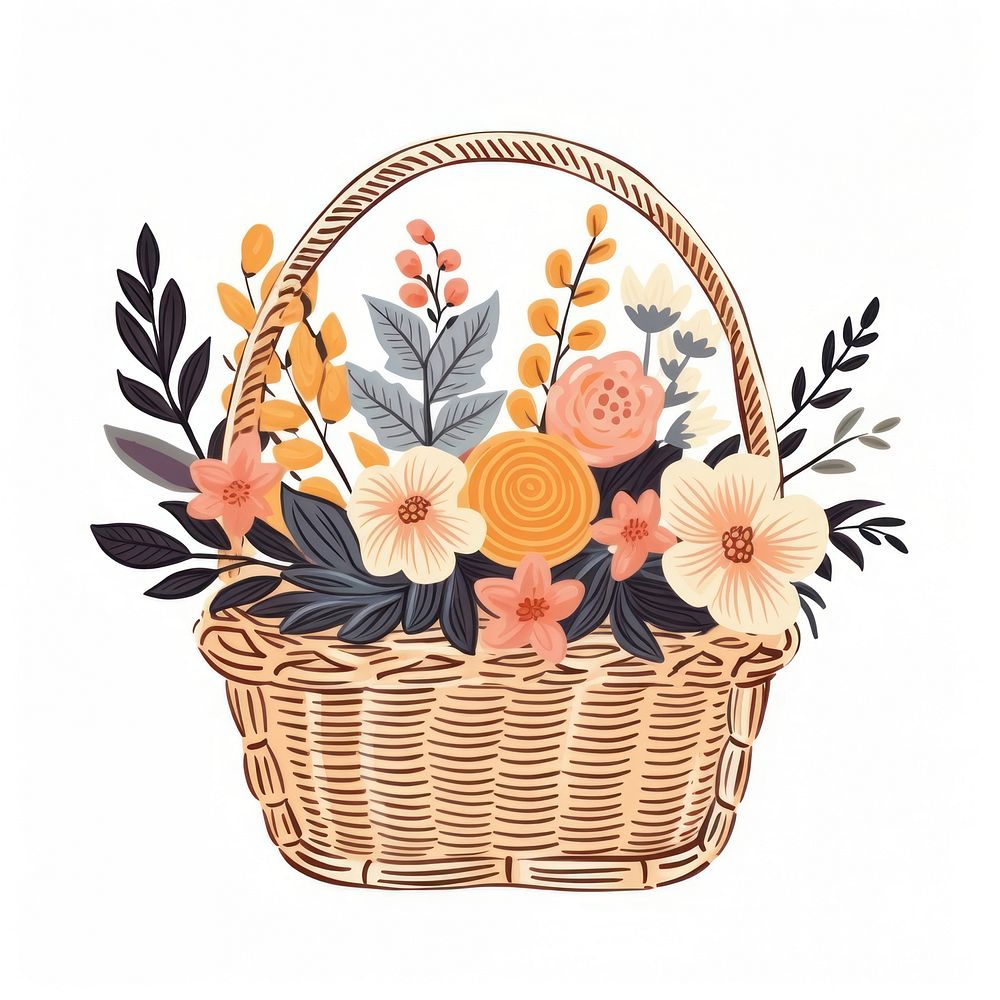 Basket flower white background celebration. AI generated Image by rawpixel.