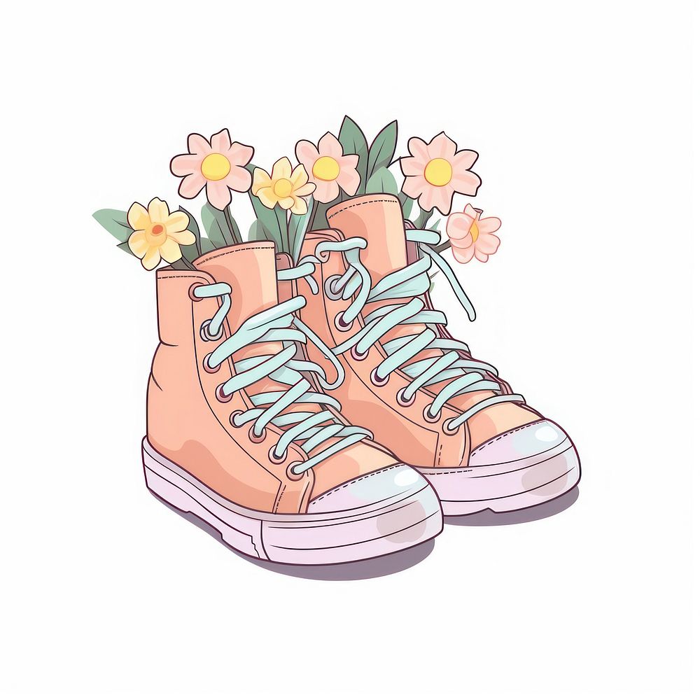 Flower shoe footwear drawing. 