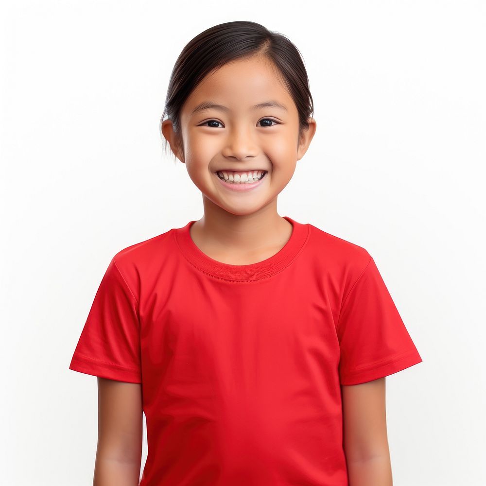 Asaian kid smiling portrait t-shirt sleeve. AI generated Image by rawpixel.