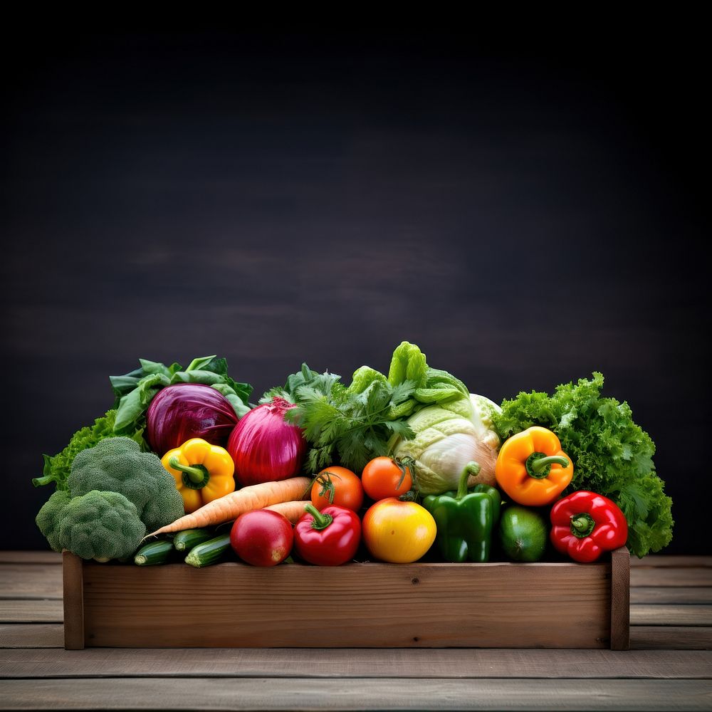 Wooden box vegetables plant food cauliflower. 