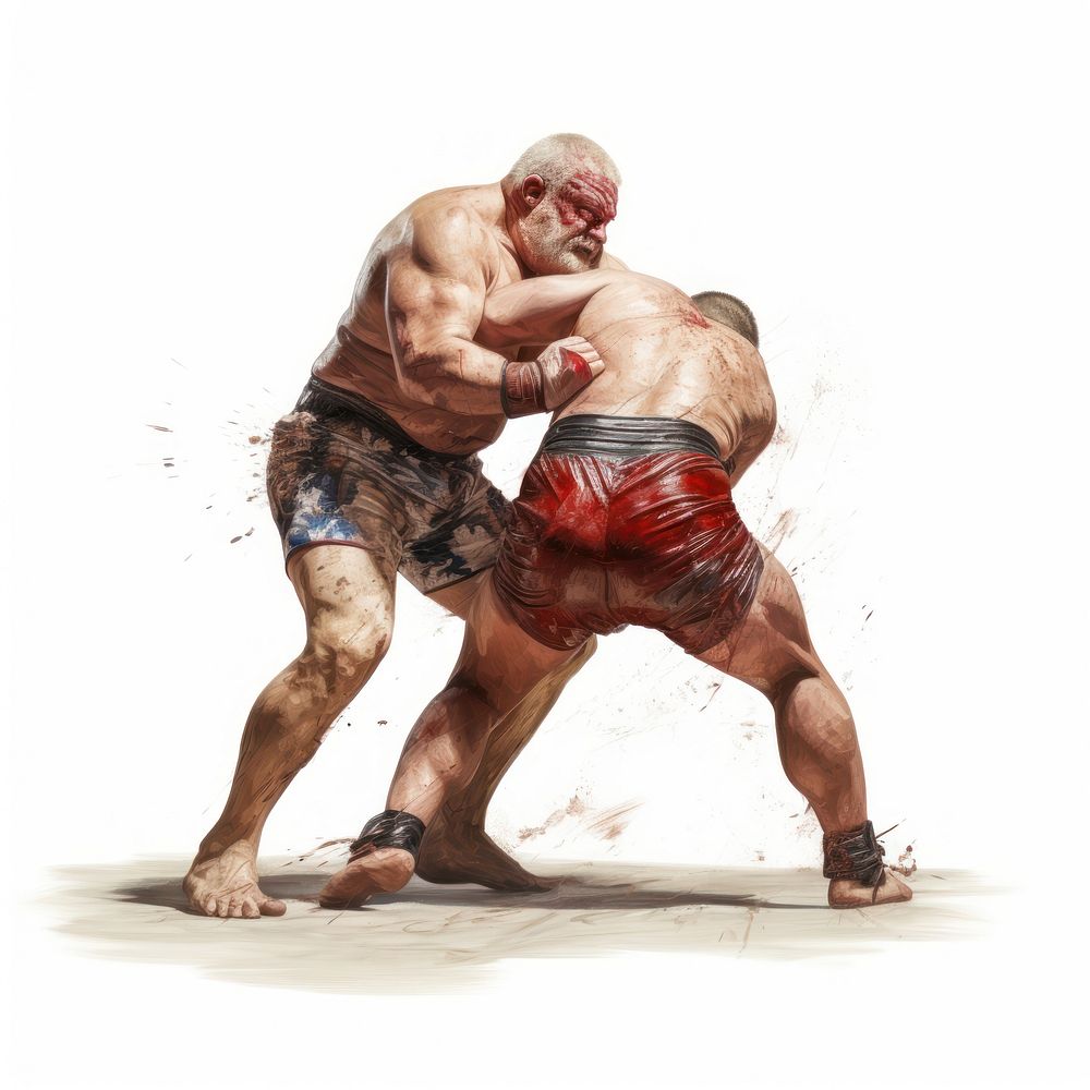 Wrestler fighting wrestler adult white background. AI generated Image by rawpixel.