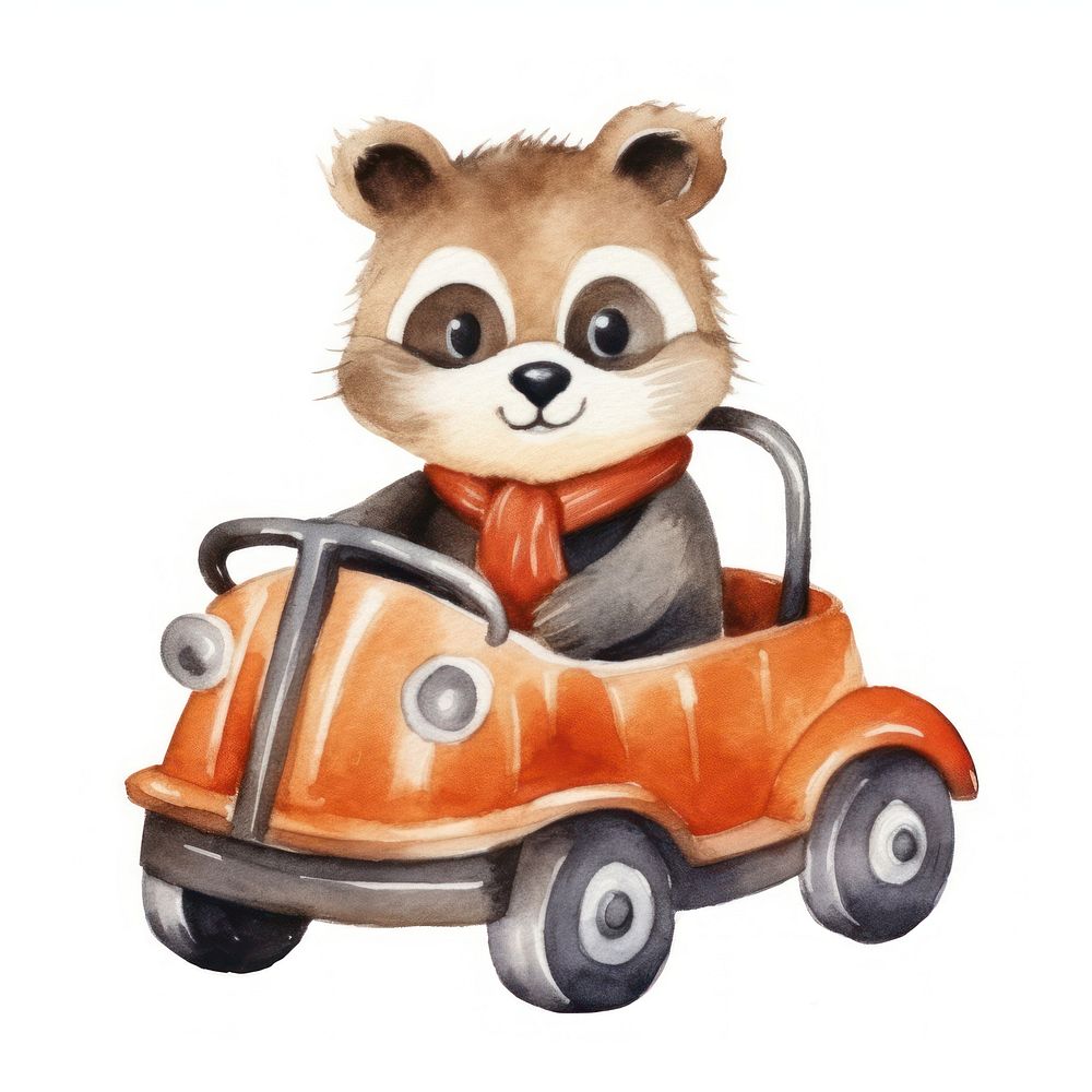 Raccoon toy vehicle cartoon. AI generated Image by rawpixel.
