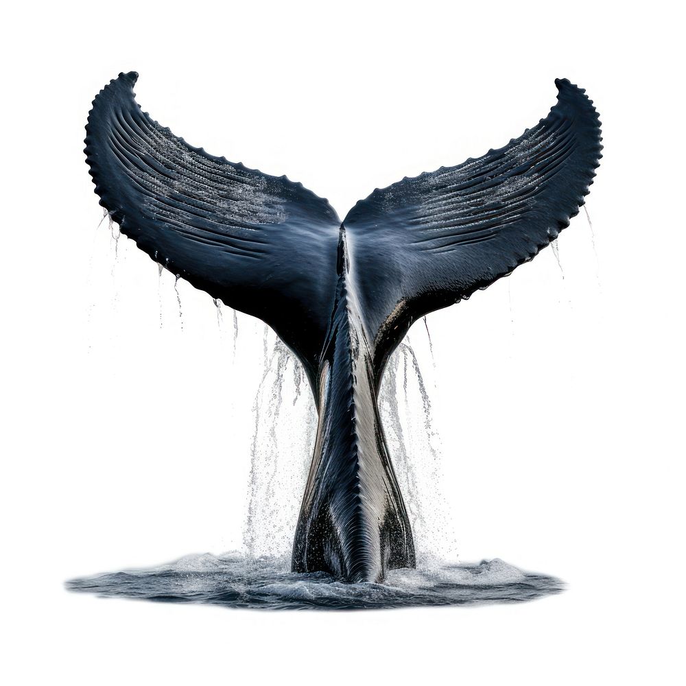 A real humpback whale tail animal bird white background. AI generated Image by rawpixel.