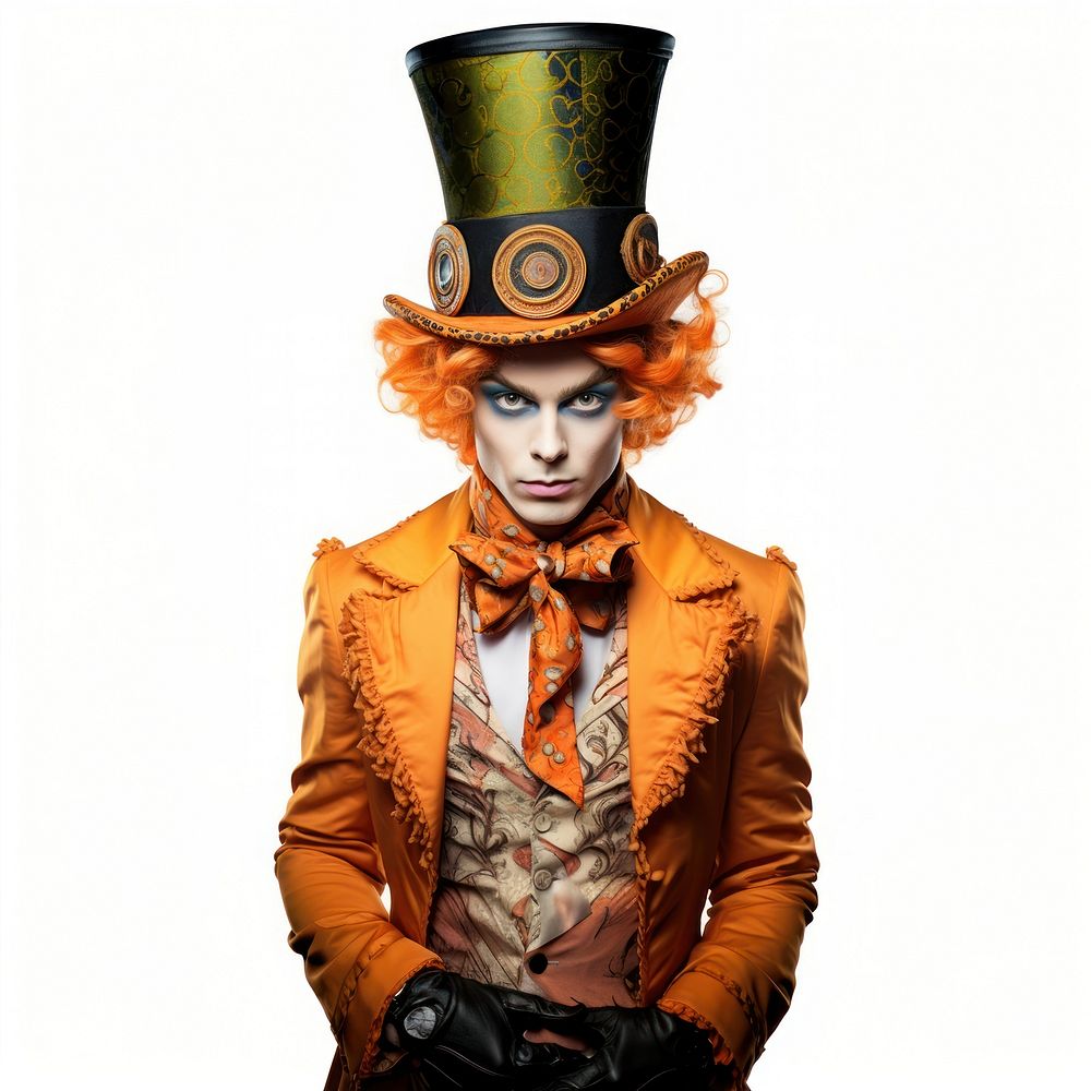 Mad hatter costume white background celebration. AI generated Image by rawpixel.