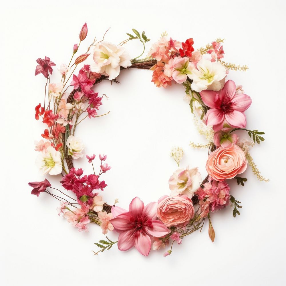 Flower wreath plant rose art. AI generated Image by rawpixel.