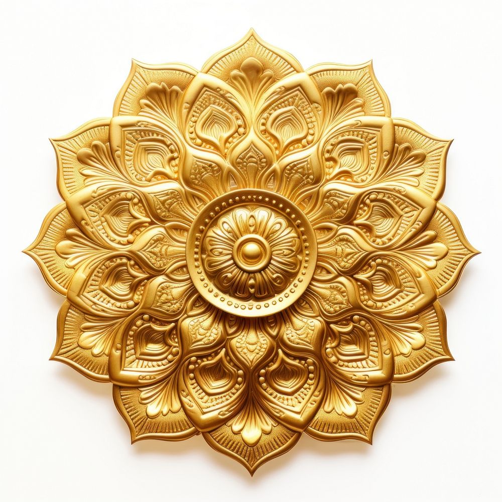 Mandala gold jewelry brooch. AI generated Image by rawpixel.