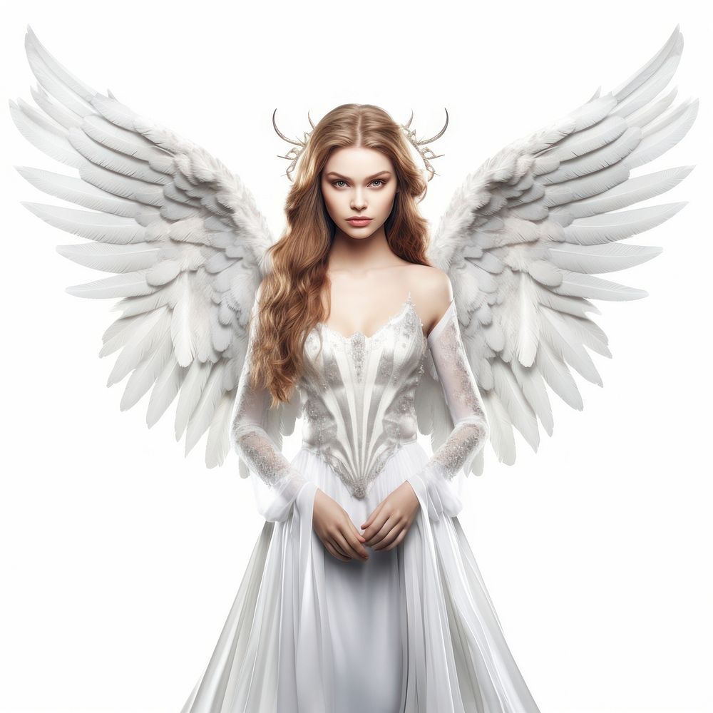 Magical angel fantasy white white background. AI generated Image by rawpixel.