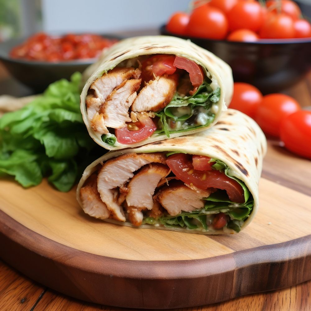 Chicken wrap tomato bread food. AI generated Image by rawpixel.