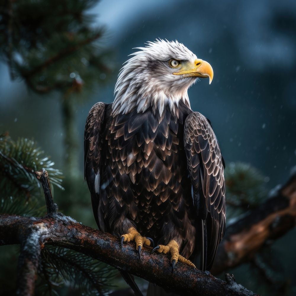 Bald eagle animal branch beak. AI generated Image by rawpixel.