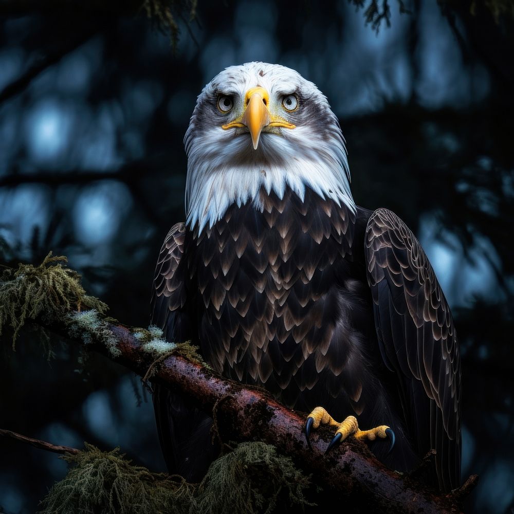 Bald eagle animal branch beak. AI generated Image by rawpixel.