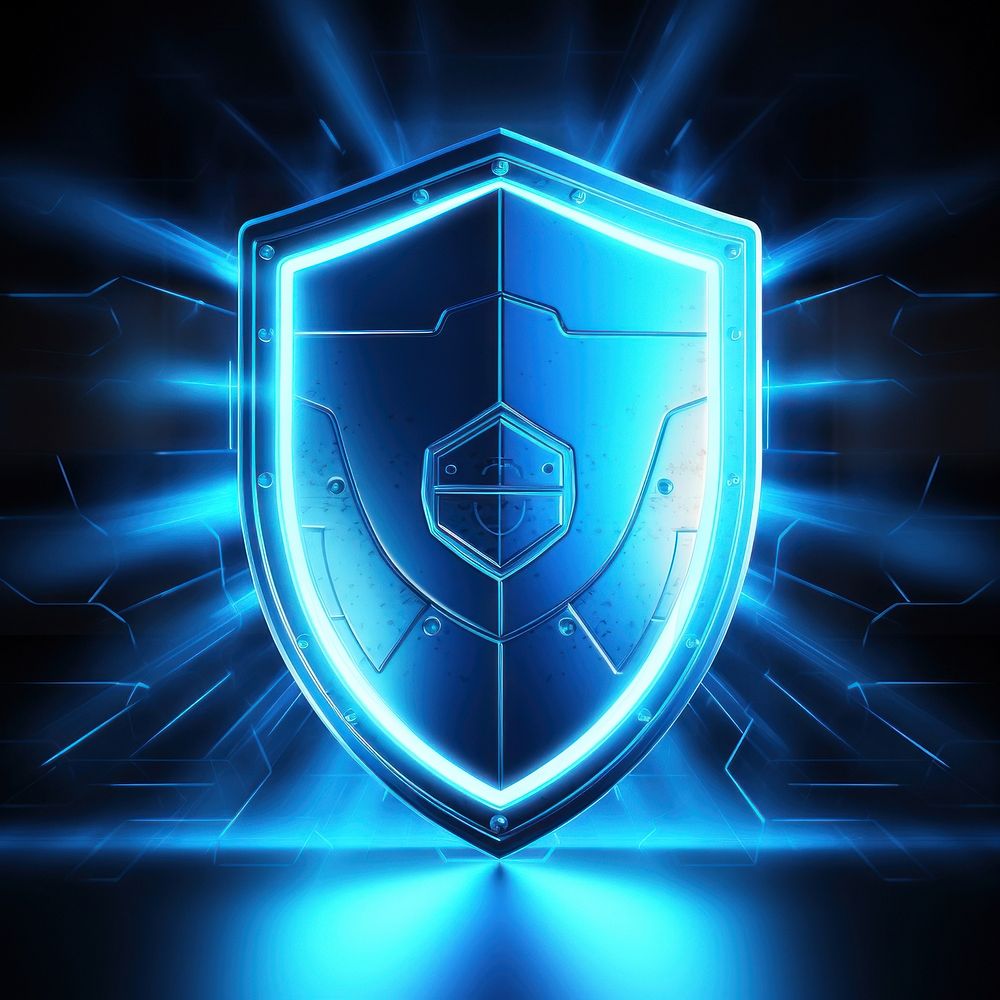 Security shield logo blue. AI generated Image by rawpixel.