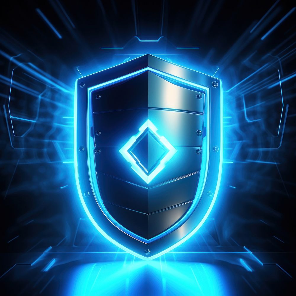 Security shield blue illuminated. AI generated Image by rawpixel.