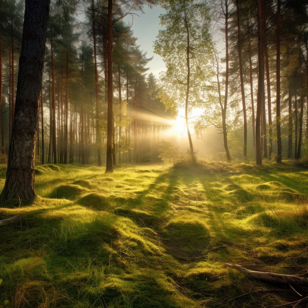 Forest grass sun landscape. AI generated Image by rawpixel.