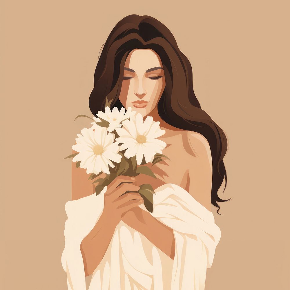 Female flower painting portrait. AI generated Image by rawpixel.
