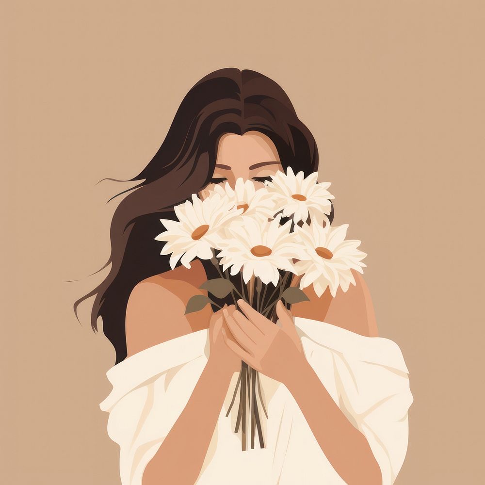 Female flower portrait adult. AI generated Image by rawpixel.
