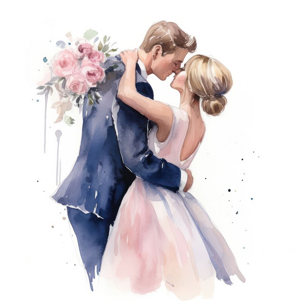 Wedding kissing flower dress. AI generated Image by rawpixel.