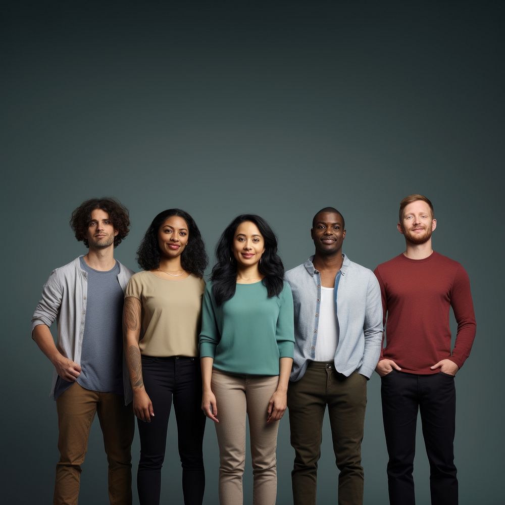 Diversity portrait standing sleeve. 